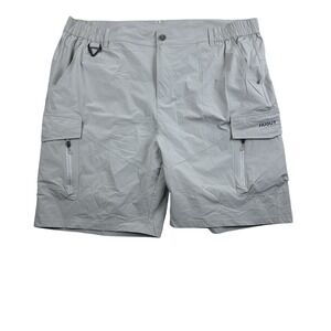 HUGUT Men's Utility Cargo Shorts 2XL Gray Quick-Dry Nylon Stretch Hiking Outdoor
